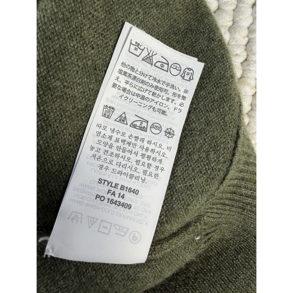 J.Crew Collection Italian Cashmere Sweater Small Olive V Neck Kangaroo Pocket - Picture 6 of 7